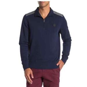Michael Kors Quarter Zip Pullover Sweater Midnight Blue Gray XL
